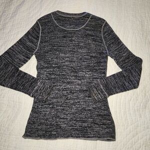 7 FOR ALL MANKIND Womens Sz M Gray Thermal Waffle Knit Sweater Top